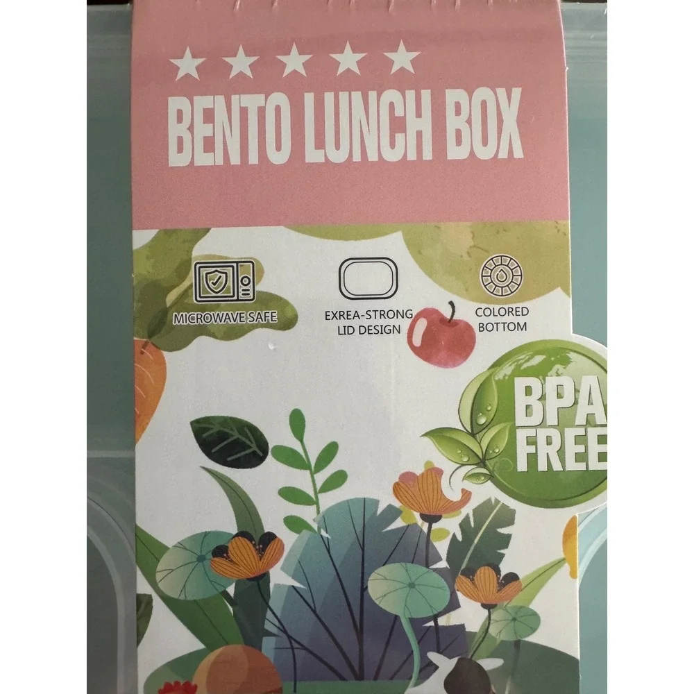 4 Pack Multi-Compartment Bento Lunch Box Set BPA Free Microwave Safe Colorful